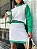 Conjunto em tricot de saia e blusa com trança na cor verde e branco - Imagem 1