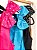 Vestido longo Brenda - Laço no Ombro Delicado bordado a mão - Preto, pink e azul - Imagem 4