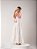 Vestido longo Fabuloso com detalhe de flor 3D - Off white/ Rosa - Imagem 2