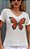 Tshirt com borboleta maravilhosa bordados a mão - Imagem 1