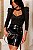 Body feminino manga longa com decote quadrado com pedraria preta - Imagem 1