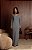 Vestido longo cinza gola V em tricot - Imagem 1