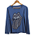 Blusa Stones com pedrarias manga longa em moletinho - azul - Imagem 1