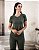 Conjunto em suede blusa e calça flare verde militar - Imagem 3