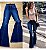 Calça jeans flare lavagem azul marinho barra desmontada - Imagem 1
