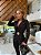Blazer feminino preto com cinto dourado fivela redonda - Imagem 3