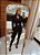 Blazer feminino preto com cinto dourado fivela redonda - Imagem 5