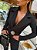 Blazer feminino preto com cinto dourado fivela redonda - Imagem 1
