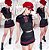 Conjuntinho rendado com short saia - Preto e vermelho - Imagem 2