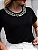 T-shirt Luxo com Pedrarias na gola - Preta - Imagem 1