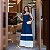 Vestido longo azul marinho e branco - Imagem 1