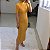Vestido midi de malha canelada e gola alta - Amarelo - Tamanho único - Imagem 2