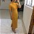 Vestido midi de malha canelada e gola alta - Amarelo - Tamanho único - Imagem 3
