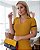 Vestido em modal canelado com golinha - Mostarda - Imagem 3