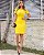 Vestido em malha crepe com cinto e detalhe vazado na manga - Amarelo - Imagem 3
