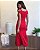 Vestido midi sereia em linho - Vermelho - Imagem 3