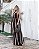 Vestido longo regata com bolso - Listras - Preto e nude - Imagem 1