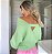 Blusa em tricot com decote transpassado - Verde - Imagem 2