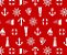 Âncora / Náutico Vermelho DESENHO EX 1733-03 - Tricoline 100% Algodão (0,50 compr. x largura 1,50m) - Imagem 1