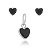 Conjunto De Prata Coração 6Mm Negro – Joia em Prata 925 de Qualidade - Imagem 1