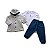 Conjunto 3 peças com body e casaco com capuz - Imagem 1