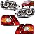 KIT Farol Lanterna Siena 2004 2005 2006 07 Máscara Cromada Aro Preto - Imagem 1