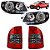 KIT Farol Lanterna Siena 2004 2005 2006 2007 Máscara Negra Aro Cromado FUMÊ - Imagem 1