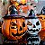 Abóbora Porta Velas com Chapéu de Caveira Halloween - Imagem 1