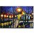 Quadro Pintura Tela pessoas vão noite luzes rua 5510 - Imagem 2