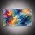 Quadro Decorativo Abstrato Aquarela Fluida Azul Amarelo e Roxo 6014 - Imagem 3