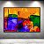 Quadro Decorativo Abstrato Moderno Cores Vibrantes Laranja Azul e Verde 6040 - Imagem 1