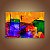 Quadro Decorativo Abstrato Moderno Cores Vibrantes Laranja Azul e Verde 6040 - Imagem 2