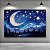 Quadro Decorativo Paisagem Noite Estrelada Lua Crescente e Pinheiros 6048 - Imagem 1
