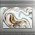 Quadro Decorativo Abstrato Mármore Líquido Dourado e Branco Fluido 6108 - Imagem 2