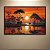 Quadro Decorativo Paisagem Savana Africana Elefantes Pôr do Sol e Rio 6133 - Imagem 4