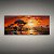 Quadro Decorativo Paisagem Savana Africana Elefantes Pôr do Sol e Rio 6134 - Imagem 2