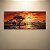 Quadro Decorativo Paisagem Savana Africana Elefantes Pôr do Sol e Rio 6134 - Imagem 1
