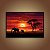 Quadro Decorativo Paisagem Savana Africana Elefantes Pôr do Sol Vermelho 6148 - Imagem 5