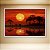Quadro Decorativo Paisagem Savana Africana Por do Sol e Elefantes 6149 - Imagem 1