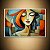 Quadro Decorativo Abstrato Estilo Cubista Mulher com Cores Vibrantes 6175 - Imagem 1