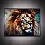 Quadro Decorativo Leão Majestoso Abstrato com Cores Vibrantes e Fundo Azul 6194 - Imagem 2