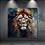 Quadro Decorativo Leão Majestoso Pintura Abstrata Colorida a Óleo 6182 - Imagem 2