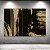 Quadro Decorativo Abstrato Pinceladas Douradas e Fundo Preto Minimalista 6197 - Imagem 4
