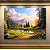 Quadro Decorativo Paisagem Alpina Rio Montanhas Neve e Floresta Dourada 6273 - Imagem 1