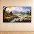 Quadro Decorativo Paisagem Natural Chalé Ribeirinho e Montanhas ao Sol 6201 - Imagem 3