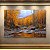 Quadro Decorativo Paisagem Outono Floresta Dourada e Rio com Pedras 6382 - Imagem 1