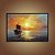 Quadro Decorativo Navio Viking no Mar ao Pôr do Sol Estilo Impressionista 6404 - Imagem 1