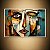 Quadro Decorativo Abstrato Moderno Rosto Estilo Cubista em Tons Azul e Ouro 6423 - Imagem 5