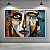 Quadro Decorativo Abstrato Moderno Rosto Estilo Cubista em Tons Azul e Ouro 6423 - Imagem 3