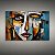 Quadro Decorativo Abstrato Moderno Rosto Estilo Cubista em Tons Azul e Ouro 6423 - Imagem 4